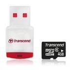 carte memoire transcend micro sd - capacite 4 go haute capacite classe 6 - livre avec lecteur de carte
