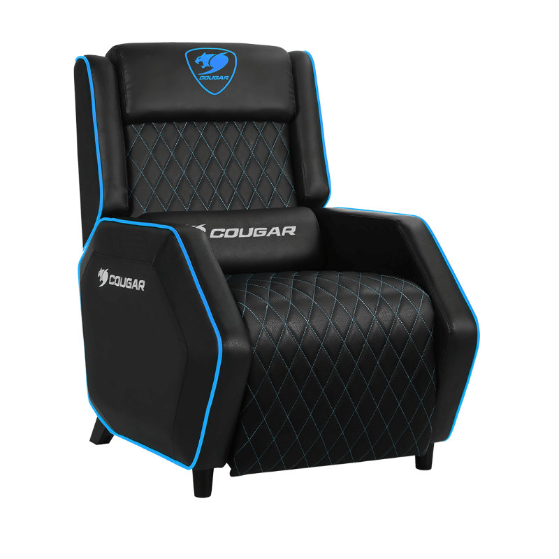 FAUTEUIL RANGER SOFA PU NOIR / BLEU - Noriak